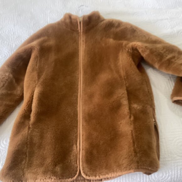 J. Crew Plush Teddy Bear Coat J9064 Camel Brown size Medium Soft Plush Faux Fur - Picture 8 of 12